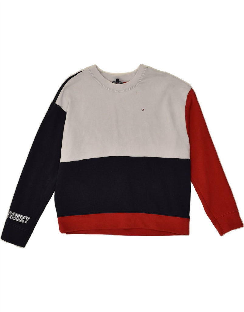 TOMMY HILFIGER Mens Sweatshirt Jumper Medium Multicoloured Colourblock | Vintage Tommy Hilfiger | Thrift | Second-Hand Tommy Hilfiger | Used Clothing | Messina Hembry 
