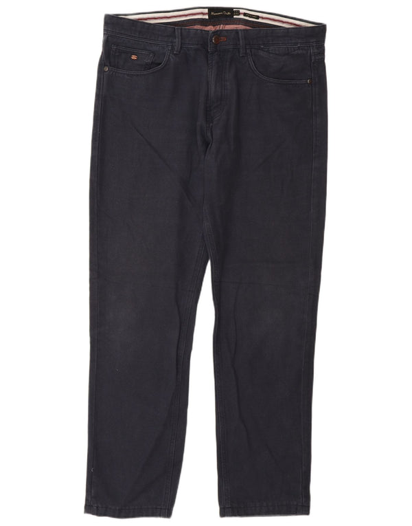 Massimo Dutti Mens Straight Casual Trousers EU 42 Large W32 L30 Navy Blue