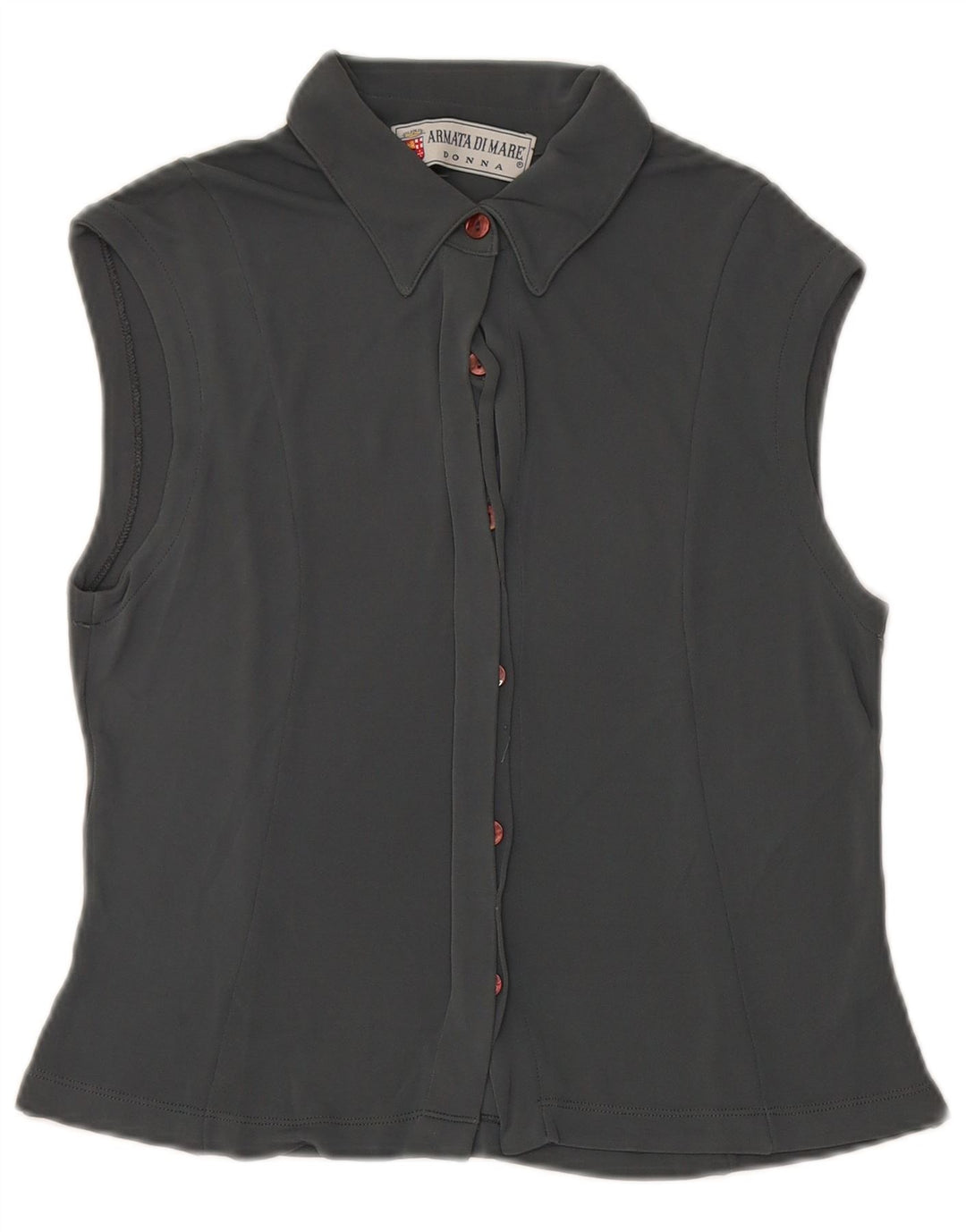 ARMATA DI MARE Womens Sleeveless Shirt Blouse IT 46 Large Grey Viscose