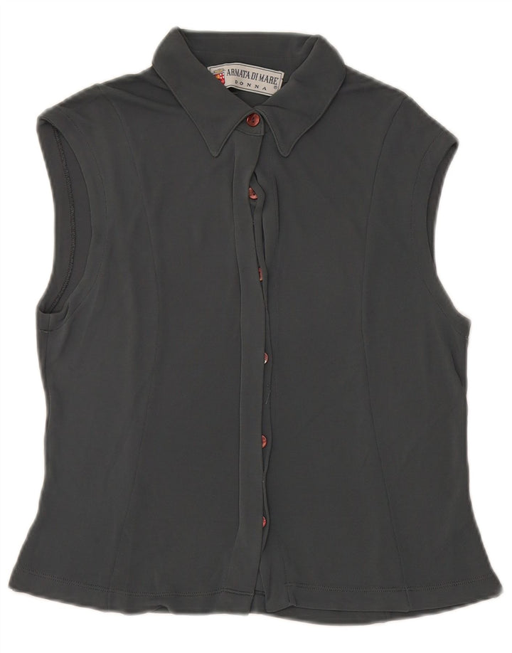 ARMATA DI MARE Womens Sleeveless Shirt Blouse IT 46 Large Grey Viscose