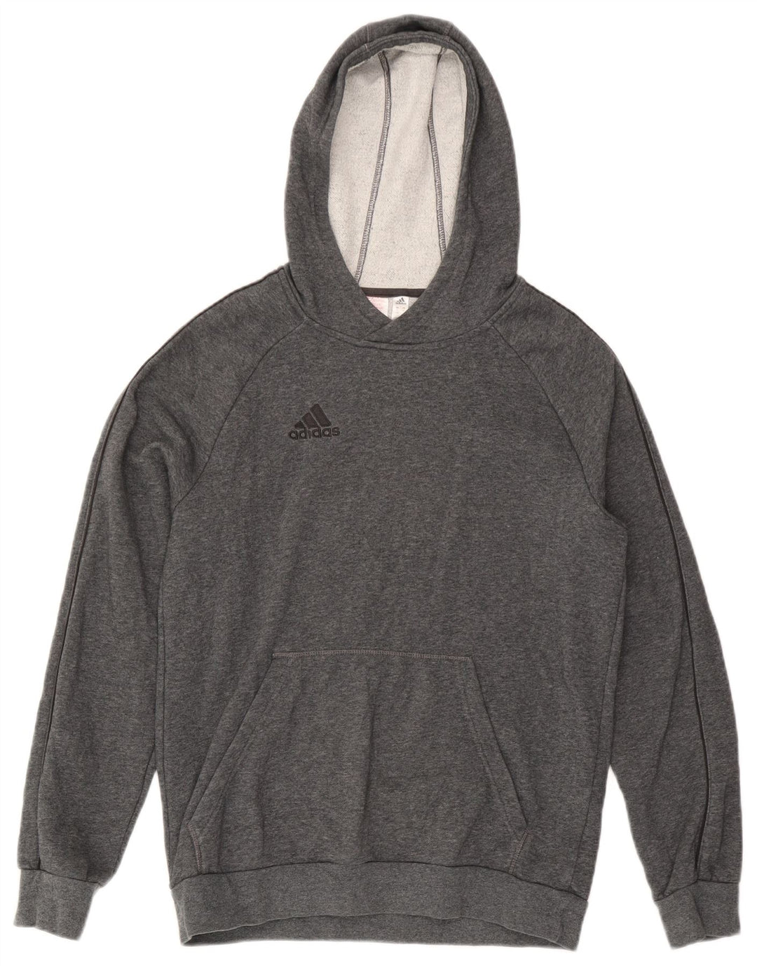 Adidas Boys Hoodie Jumper 15-16 Years Grey Cotton