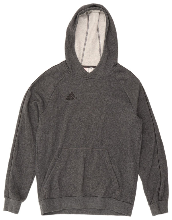 Adidas Boys Hoodie Jumper 15-16 Years Grey Cotton