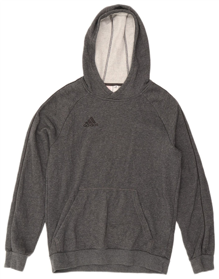Adidas Boys Hoodie Jumper 15-16 Years Grey Cotton