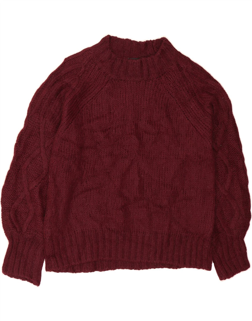 MASSIMO DUTTI Womens Turtle Neck Jumper Sweater UK 14 Medium Maroon Vintage Massimo Dutti and Second-Hand Massimo Dutti from Messina Hembry 