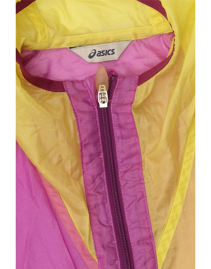 Asics Womens Hooded Rain Jacket UK 16 Large Multicoloured Colourblock