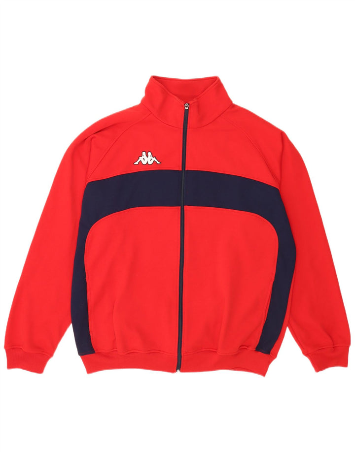 Kappa Mens Tracksuit Top Jacket 2XL Red Colourblock Polyester