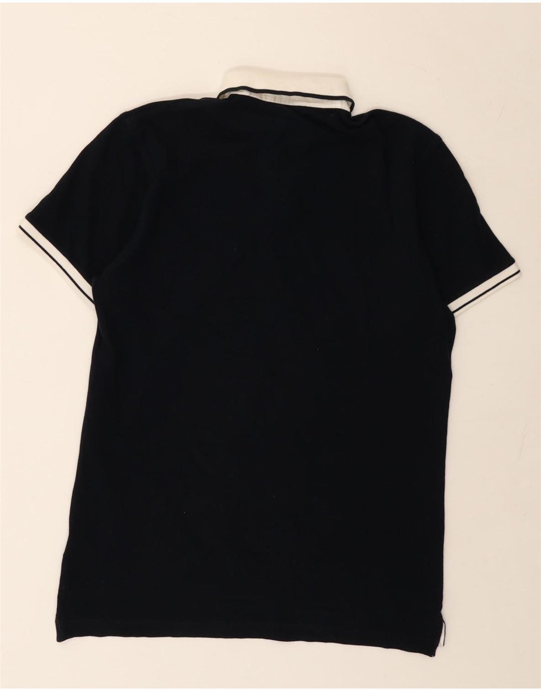 Fay Mens Polo Shirt IT 46 Small Navy Blue Colourblock Cotton