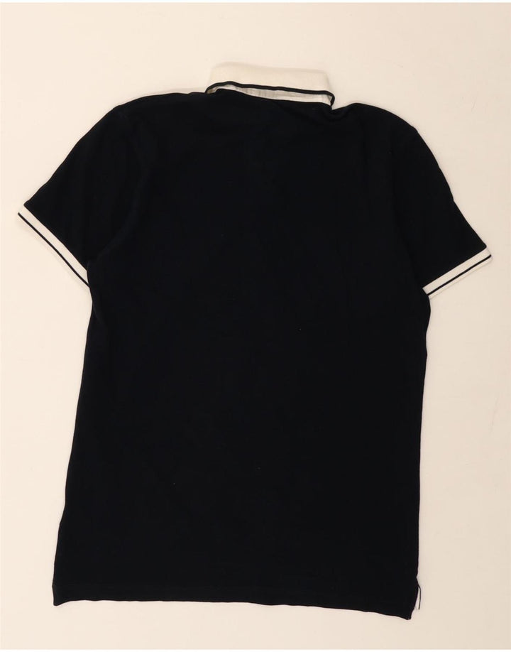 Fay Mens Polo Shirt IT 46 Small Navy Blue Colourblock Cotton