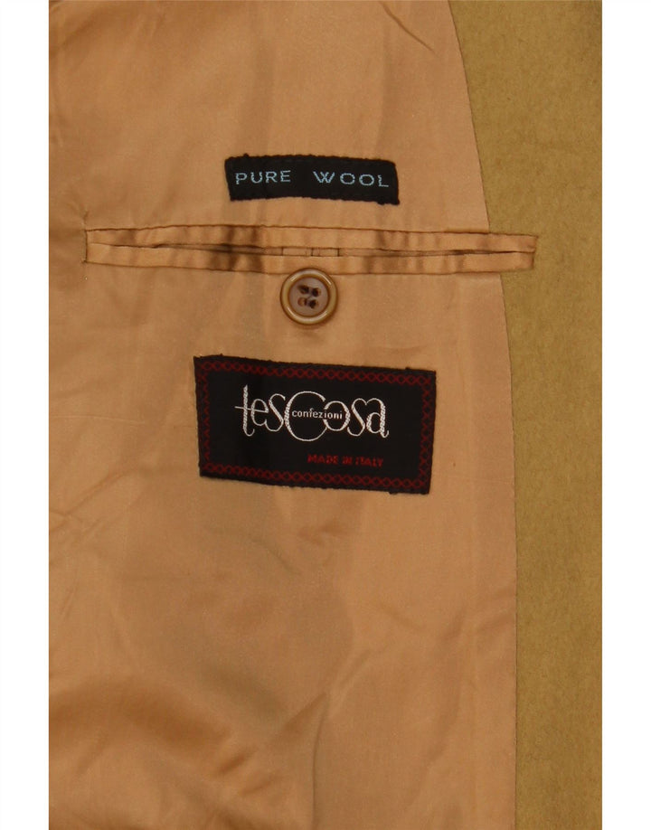 Vintage Womens Double Breasted Coat UK 14 Medium Khaki Wool