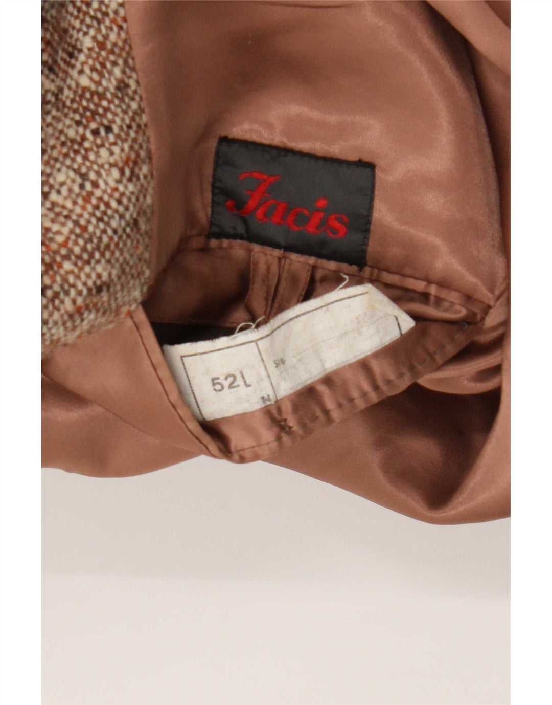 Facis Mens Double Breasted Coat IT 52 XL Brown Flecked