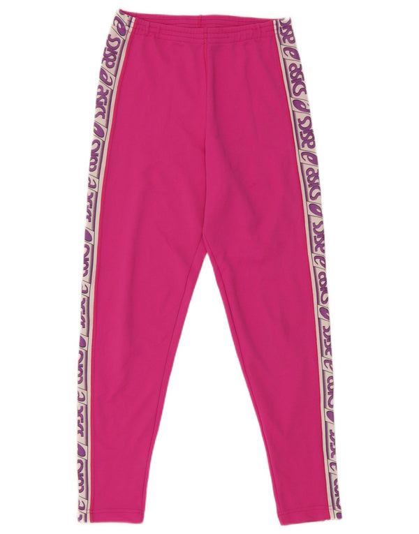 Asics Womens Graphic Tracksuit Trousers UK 12 Medium Pink Colourblock