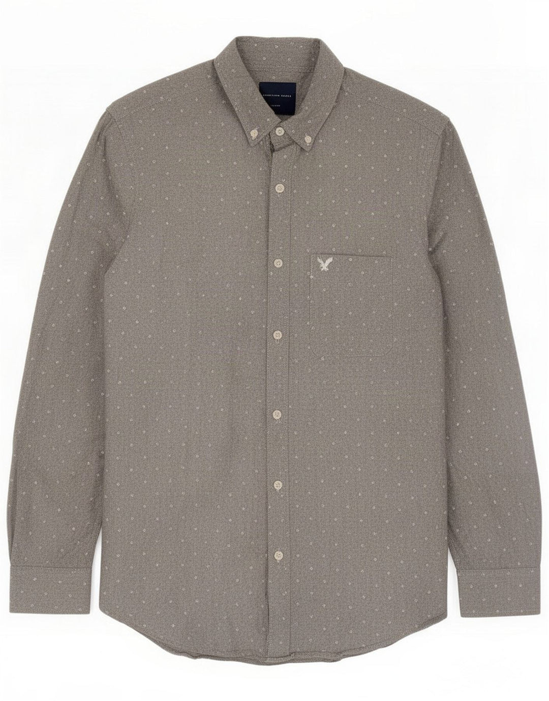 American Eagle Mens Slim Fit Shirt Medium Grey Spotted Cotton
