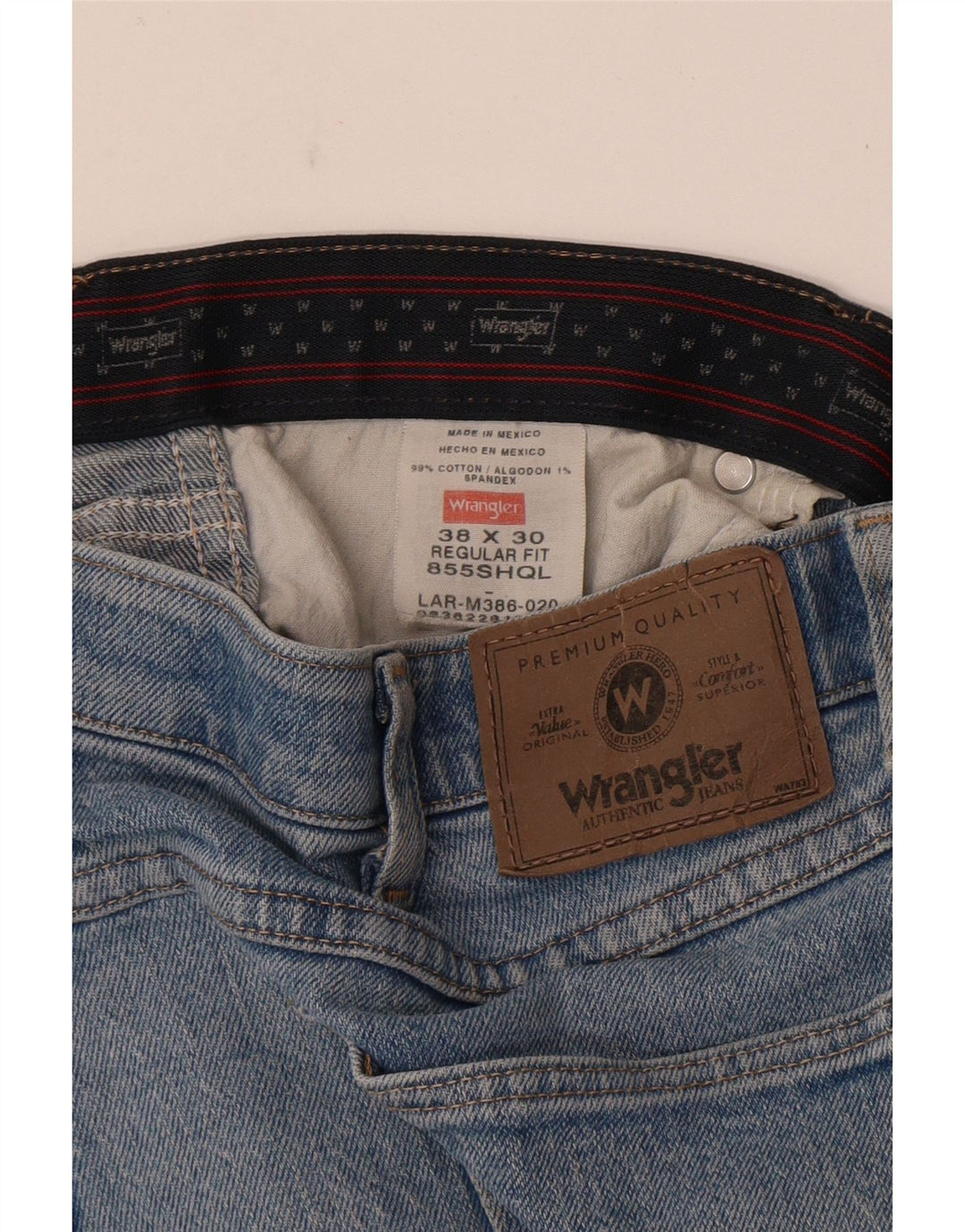Wrangler Mens Regular Fit Straight Jeans W38 L30 Blue Cotton