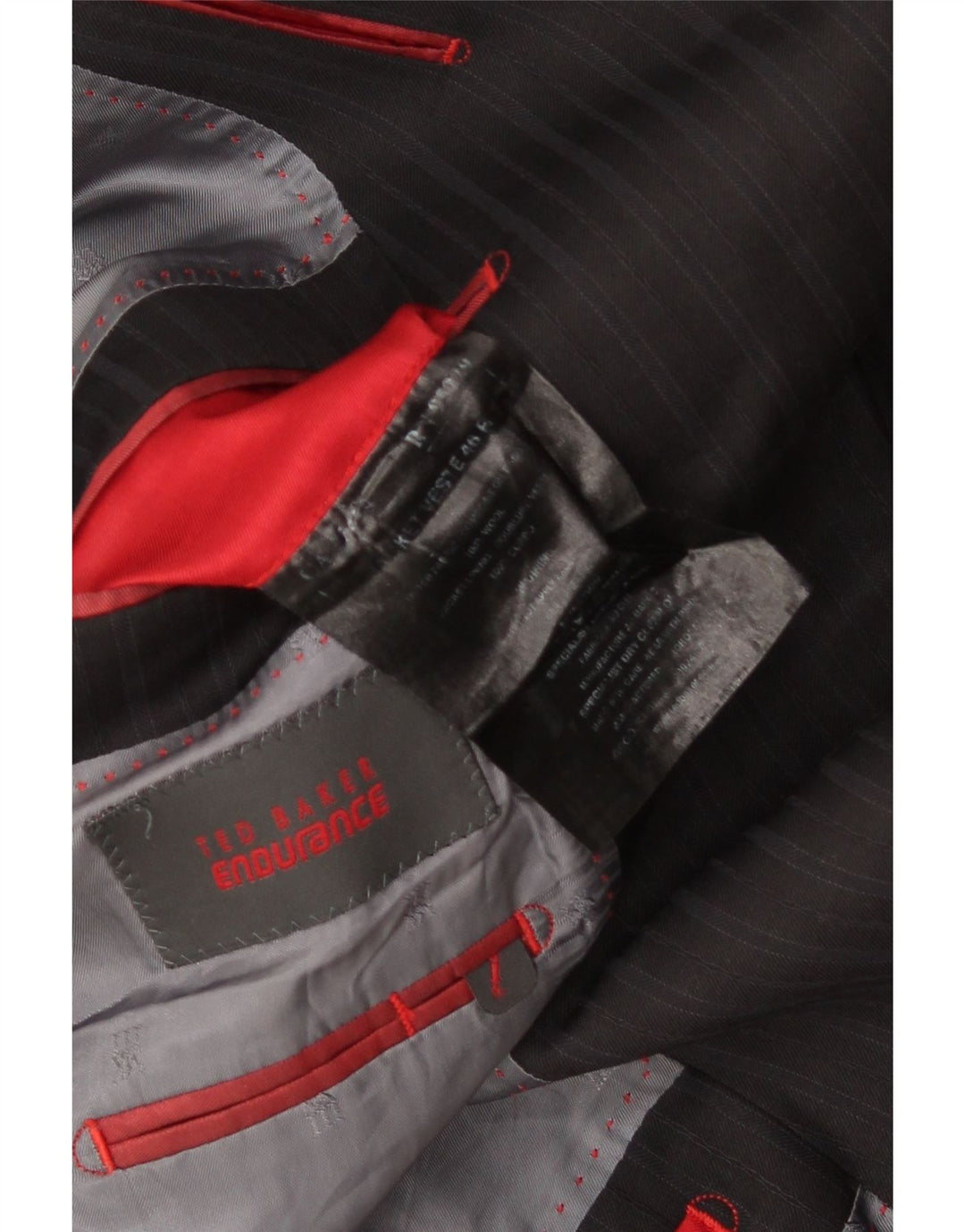 Ted Baker Mens 2 Button Blazer Jacket UK 46 3XL Black Pinstripe Wool