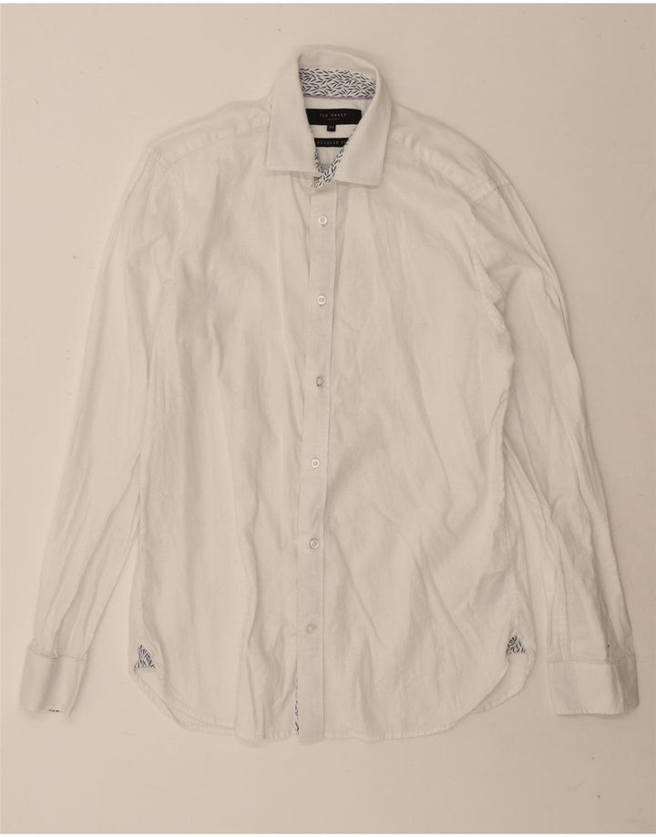 Ted Baker Mens Regular Fit Shirt Size 15 1/2 Medium White Cotton