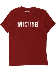 MUSTANG Mens Graphic T-Shirt Top Medium Maroon Cotton