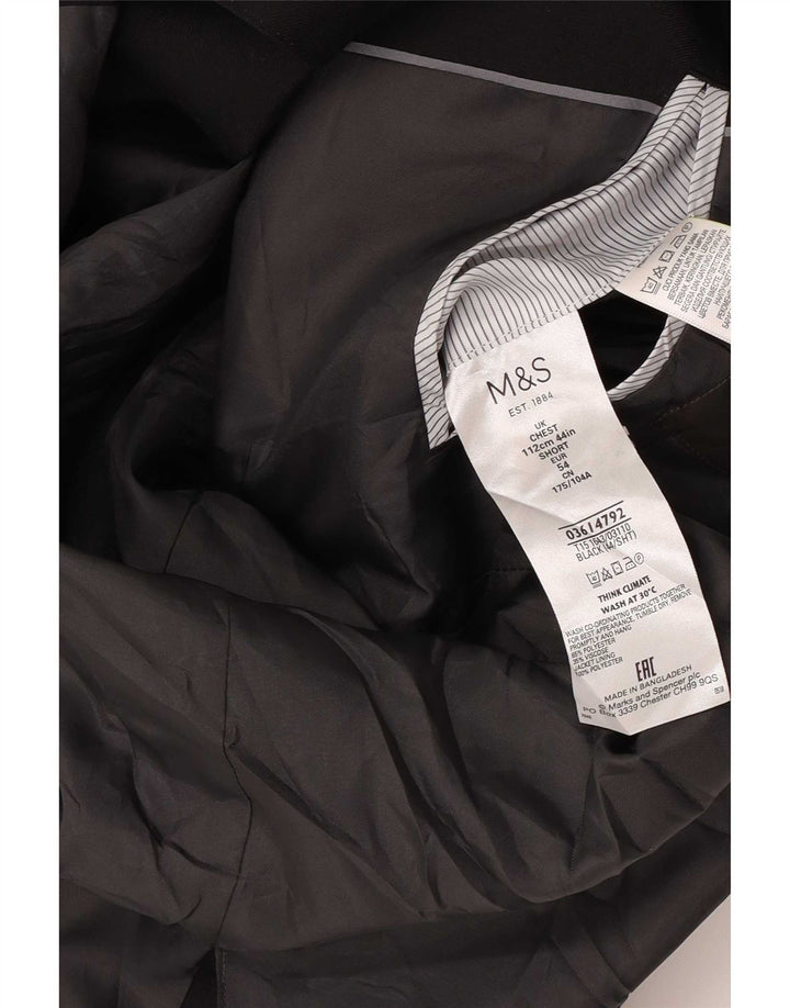 Marks & Spencer Mens 2 Button Blazer Jacket UK 44 XL Black Polyester