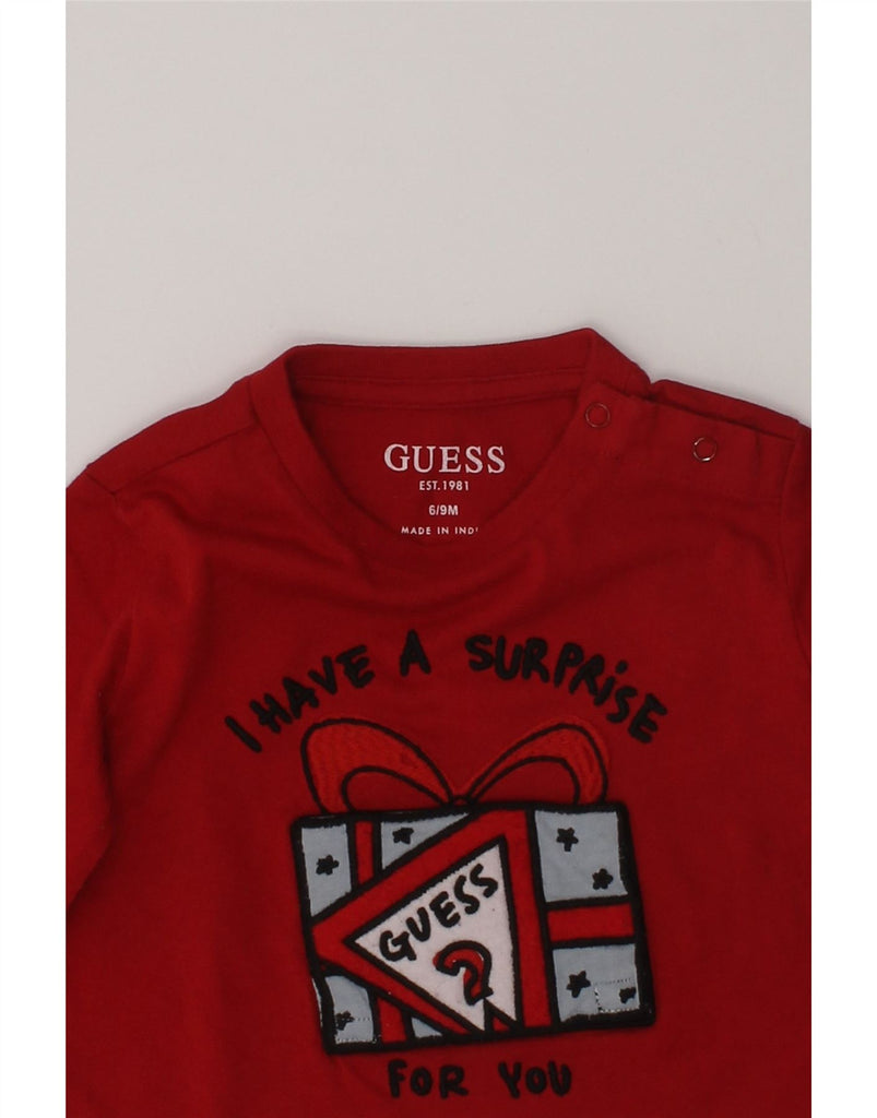 GUESS Baby Girls Graphic Top Long Sleeve 6-9 Months Red Cotton | Vintage Guess | Thrift | Second-Hand Guess | Used Clothing | Messina Hembry 