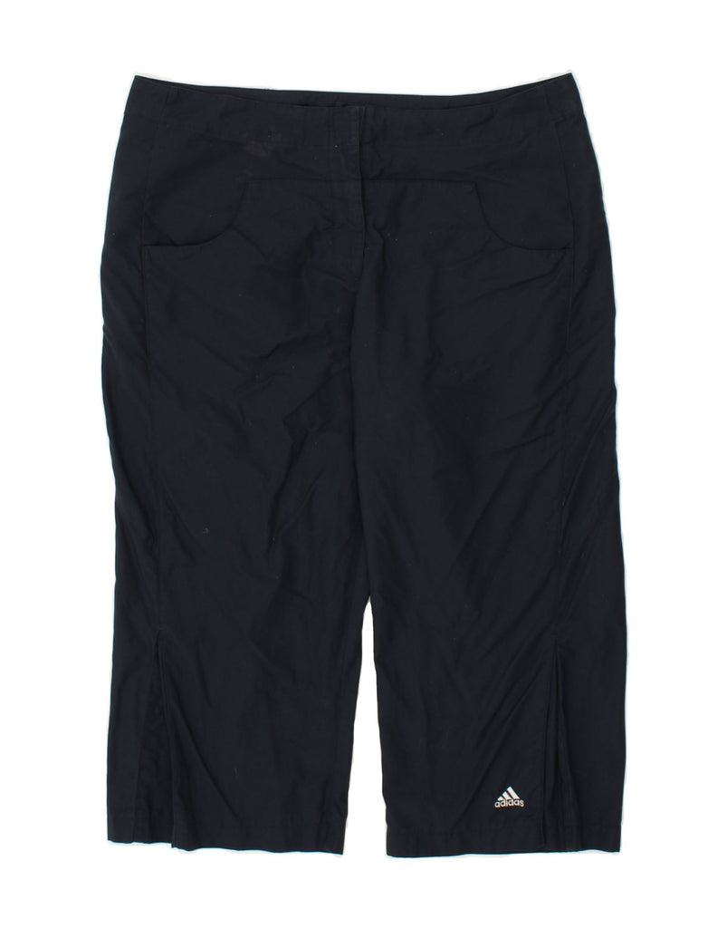 ADIDAS Womens Capri Casual Trousers UK 16 Large W34 L20 Navy Blue Cotton | Vintage Adidas | Thrift | Second-Hand Adidas | Used Clothing | Messina Hembry 
