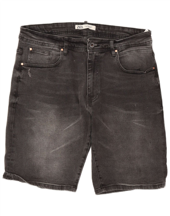 ZARA Mens Denim Shorts EU 46 XL W36  Grey Cotton