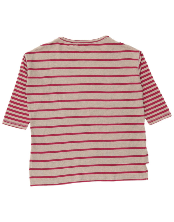 Marks & Spencer Womens T-Shirt Top UK 16 Large Grey Striped