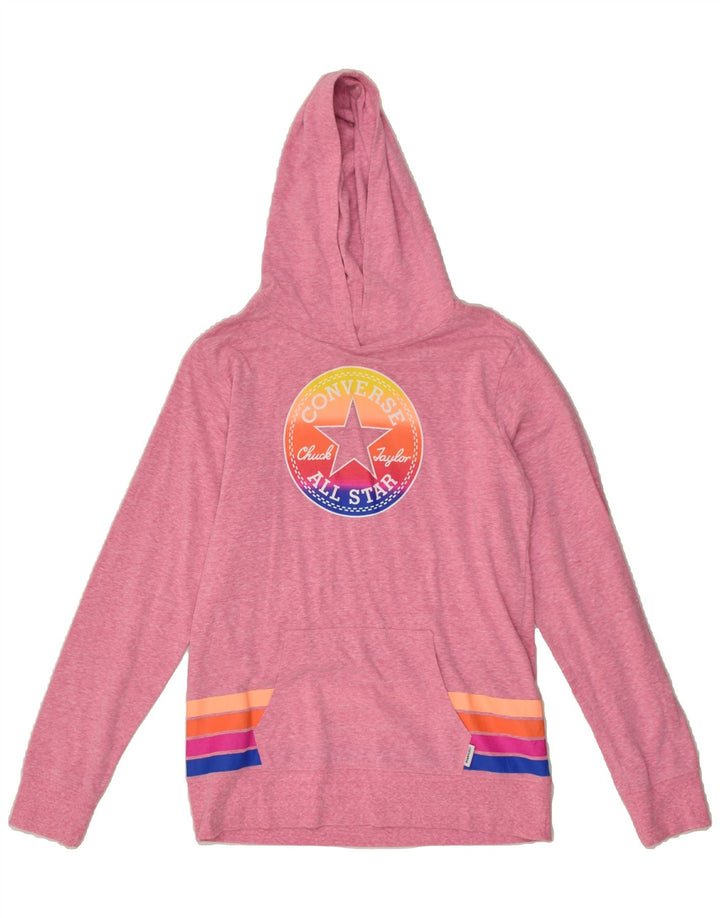 CONVERSE Girls Graphic Hoodie Jumper 13-14 Years XL Pink Cotton | Vintage Converse | Thrift | Second-Hand Converse | Used Clothing | Messina Hembry 