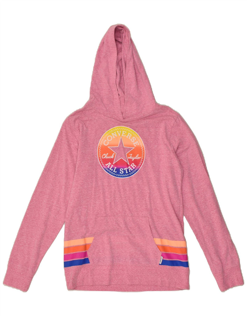 CONVERSE Girls Graphic Hoodie Jumper 13-14 Years XL Pink Cotton | Vintage Converse | Thrift | Second-Hand Converse | Used Clothing | Messina Hembry 