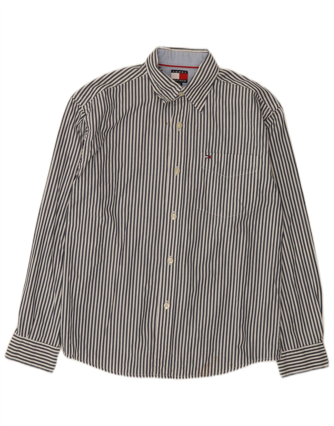 Tommy Hilfiger Boys Shirt 11-12 Years Medium  Blue Striped Cotton