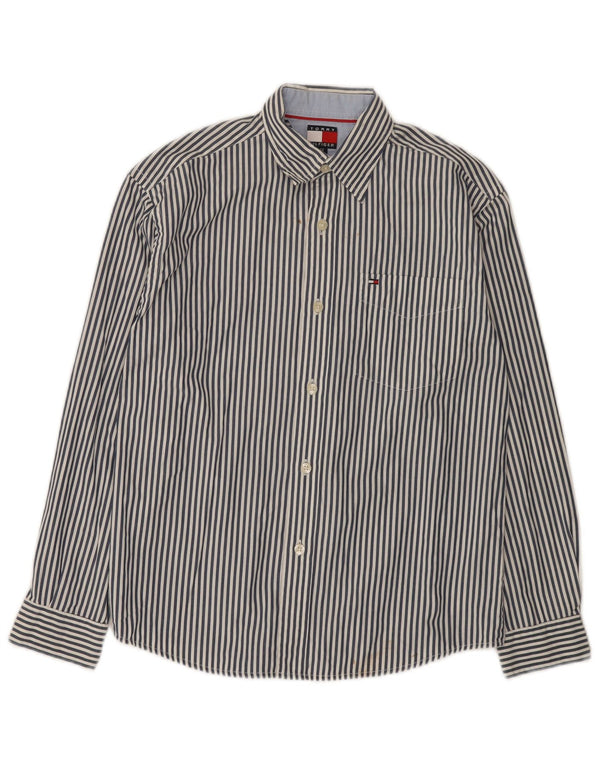 Tommy Hilfiger Boys Shirt 11-12 Years Medium  Blue Striped Cotton