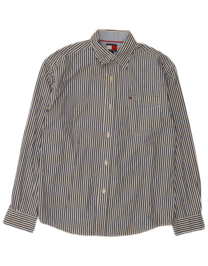 Tommy Hilfiger Boys Shirt 11-12 Years Medium  Blue Striped Cotton