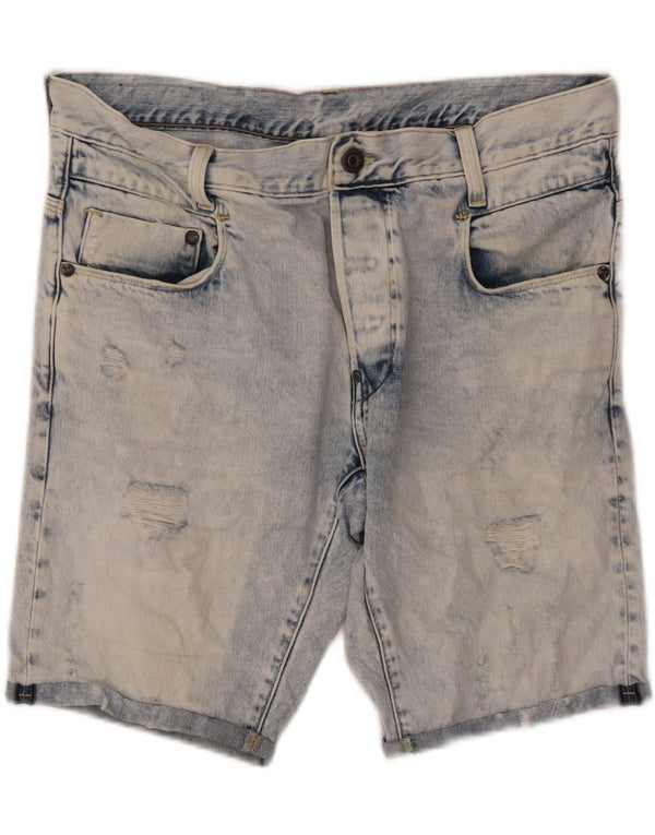 G-Star Womens Acid Wash Distressed Denim Shorts W36 XL Blue