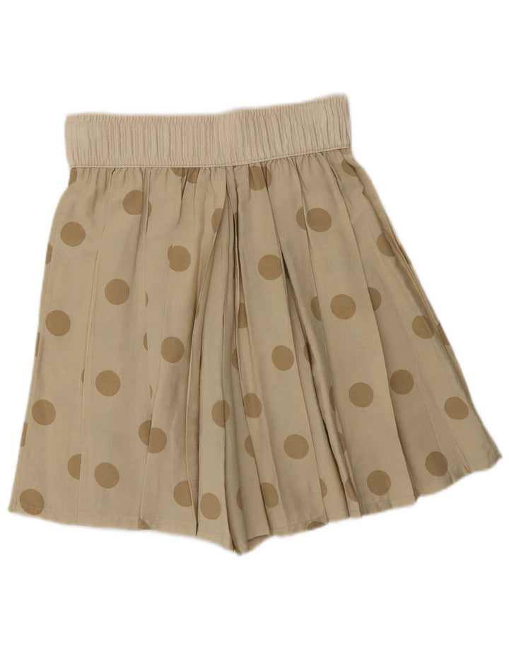 Vintage Womens High Waist Cullotes Shorts W28 Medium Beige Polka Dot
