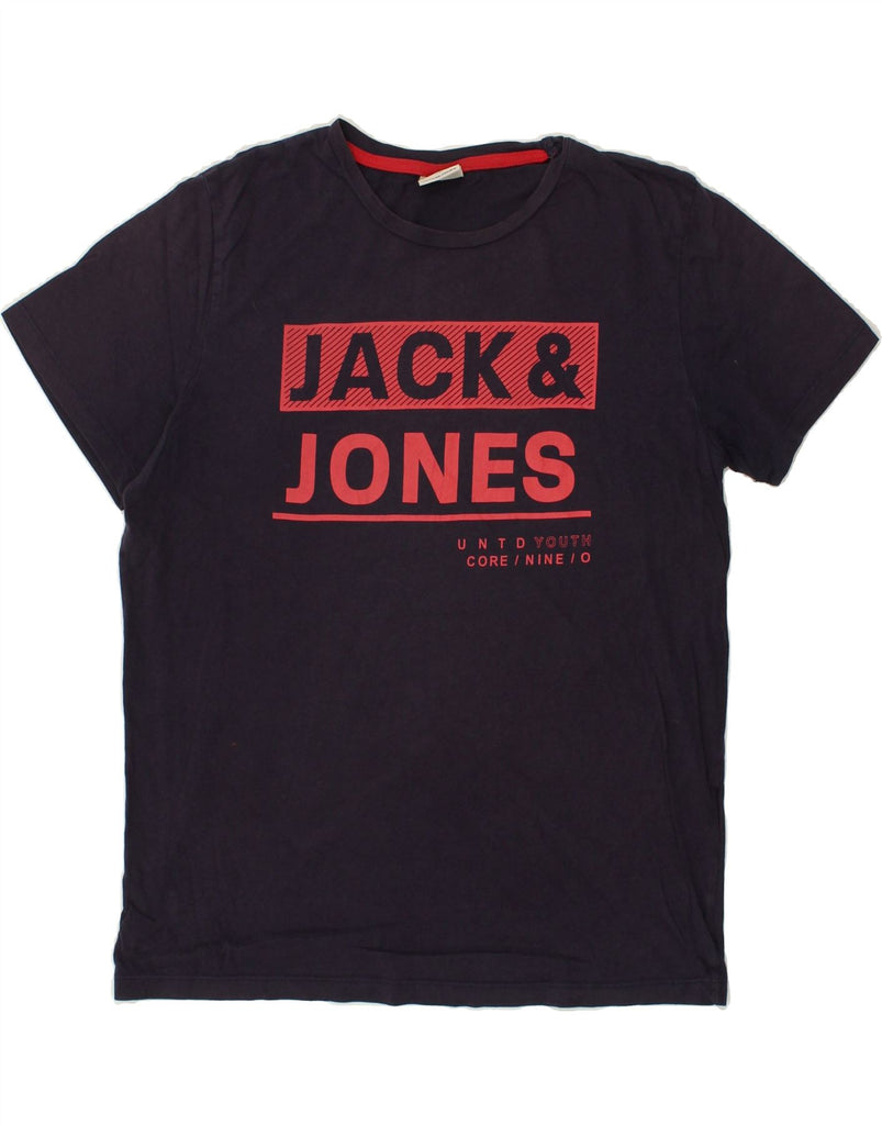 JACK & JONES Mens Graphic T-Shirt Top Medium Navy Blue | Vintage Jack & Jones | Thrift | Second-Hand Jack & Jones | Used Clothing | Messina Hembry 