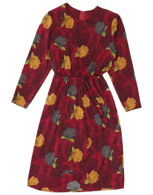 Vintage Womens Long Sleeve A-Line Dress UK 16 Large Multicoloured Floral