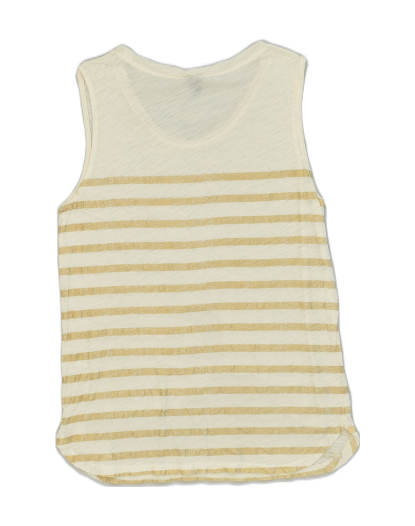 J. CREW Womens Vest Top UK 6 XS Off White Striped Cotton | Vintage J. Crew | Thrift | Second-Hand J. Crew | Used Clothing | Messina Hembry 