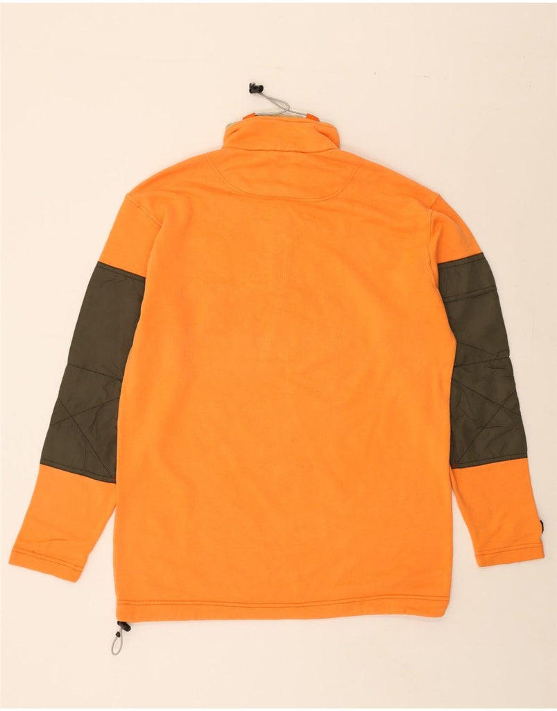 MURPHY & NYE Mens Zip Neck Sweatshirt Jumper Large Orange Colourblock Vintage Murphy & Nye and Second-Hand Murphy & Nye from Messina Hembry 
