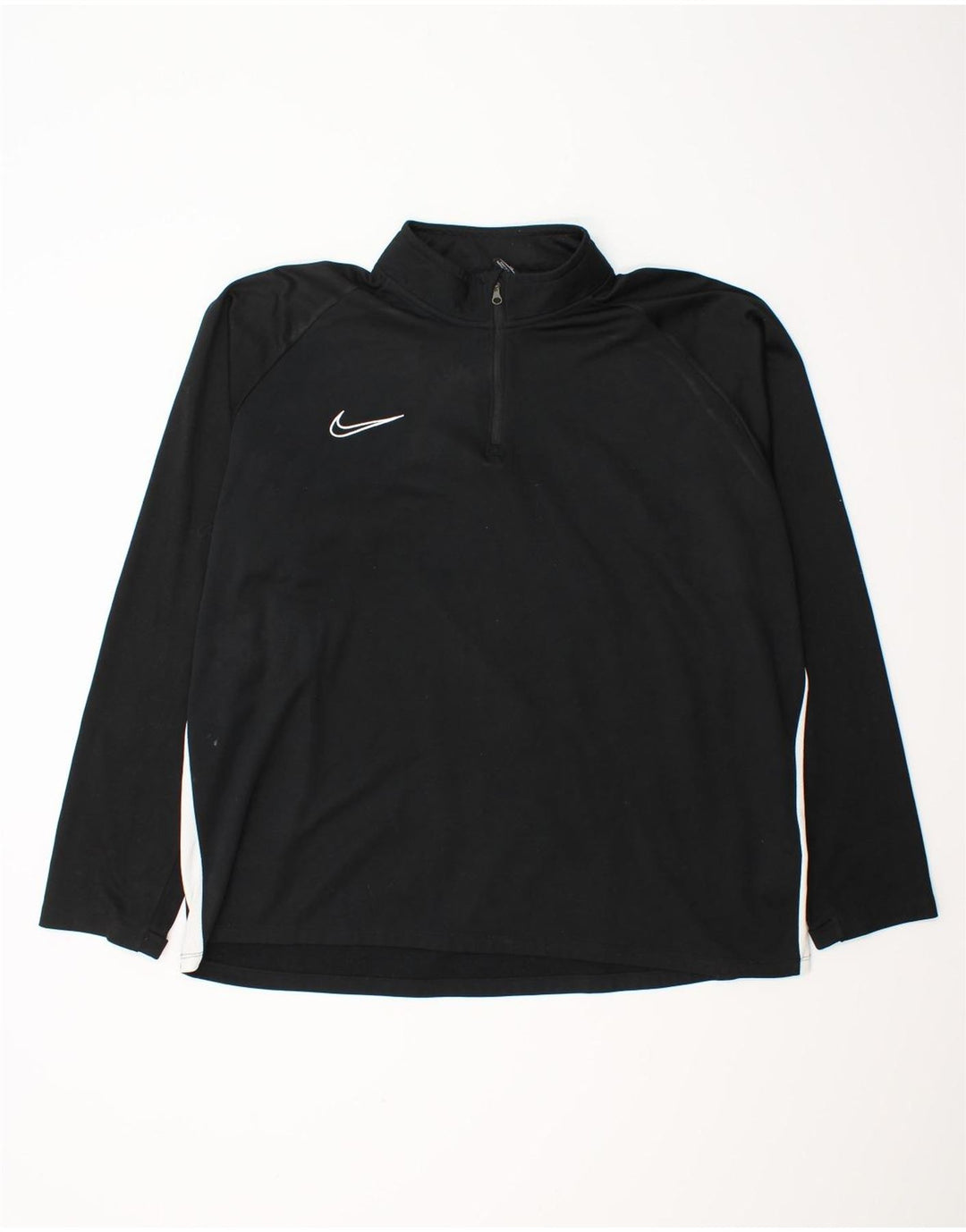 NIKE Mens Dri Fit Zip Neck Pullover Tracksuit Top 2XL Black Colourblock
