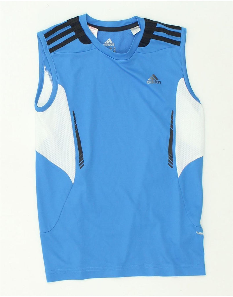 ADIDAS Boys Climacool Graphic Vest Top 11-12 Years Blue Colourblock | Vintage Adidas | Thrift | Second-Hand Adidas | Used Clothing | Messina Hembry 
