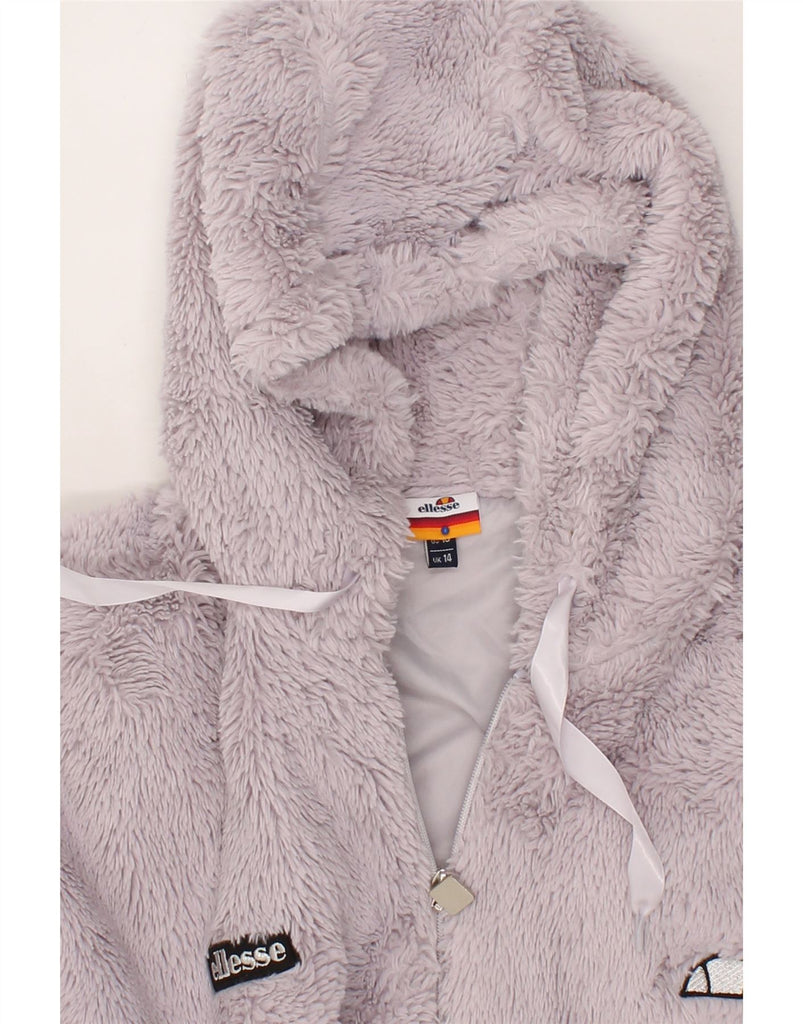 ELLESSE Womens Oversized Hooded Fleece Jacket UK 14 Medium Purple Vintage Ellesse and Second-Hand Ellesse from Messina Hembry 