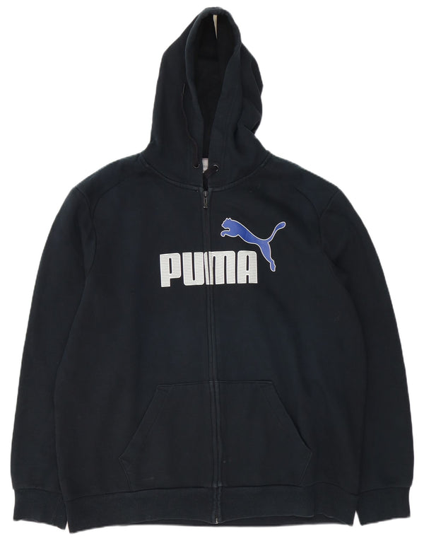 Puma Mens Graphic Zip Hoodie Sweater 2XL Black Cotton