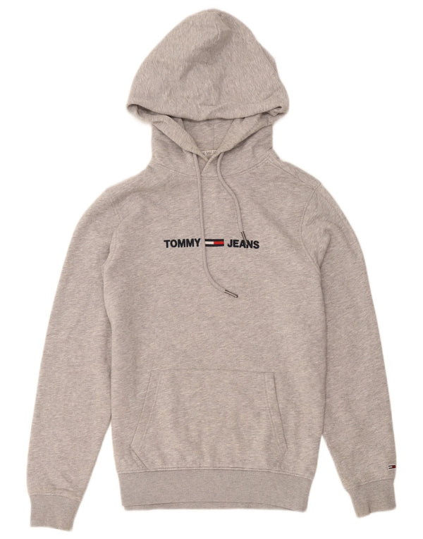 Tommy Hilfiger Mens Graphic Hoodie Jumper Small Grey Flecked Cotton
