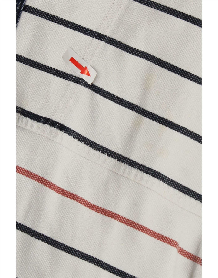 Fat Face Mens Zip Neck Sweatshirt Jumper Large White Striped Cotton