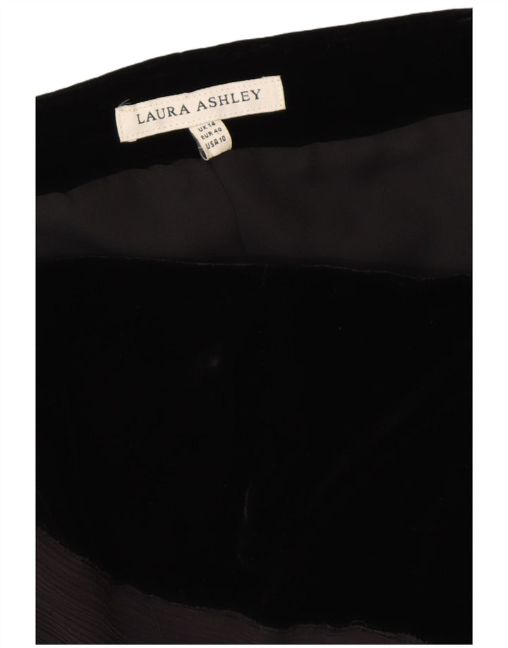 LAURA ASHLEY Womens Velvet Corset Top UK 14 Medium  Black Viscose
