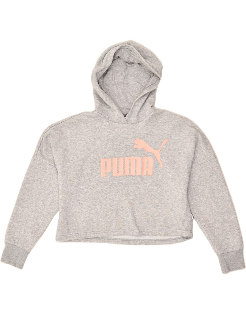 PUMA Girls Graphic Hoodie Jumper 11-12 Years Grey Cotton | Vintage Puma | Thrift | Second-Hand Puma | Used Clothing | Messina Hembry 