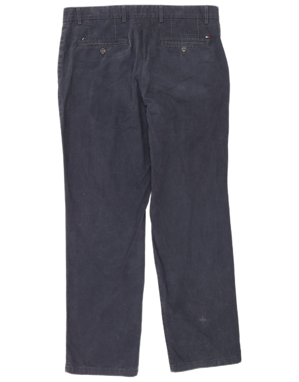 Tommy Hilfiger Mens Straight Chino Trousers W36 L32 Navy Blue Cotton