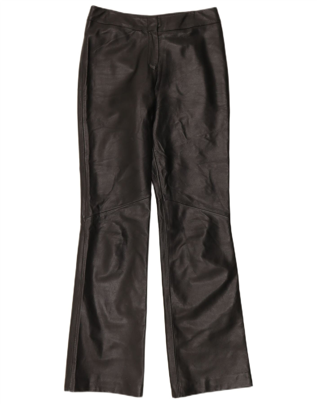 Cofi Womens Bootcut Leather Trousers UK 10 Small W28 L32 Black Leather