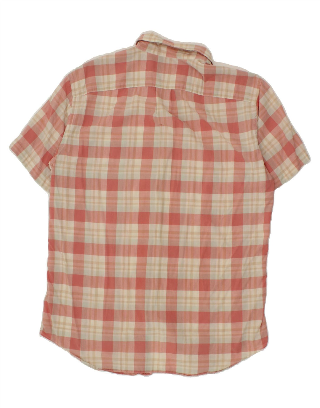 J. CREW Mens Tailored Short Sleeve Shirt Medium Pink Check Cotton Vintage J. Crew and Second-Hand J. Crew from Messina Hembry 