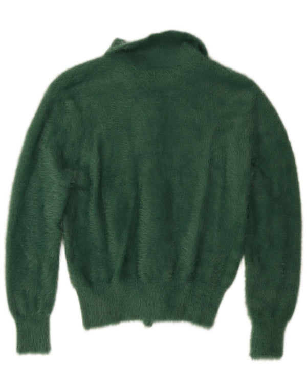 Zara Womens Crop Polo Neck Jumper Sweater UK 12 Medium Green Nylon