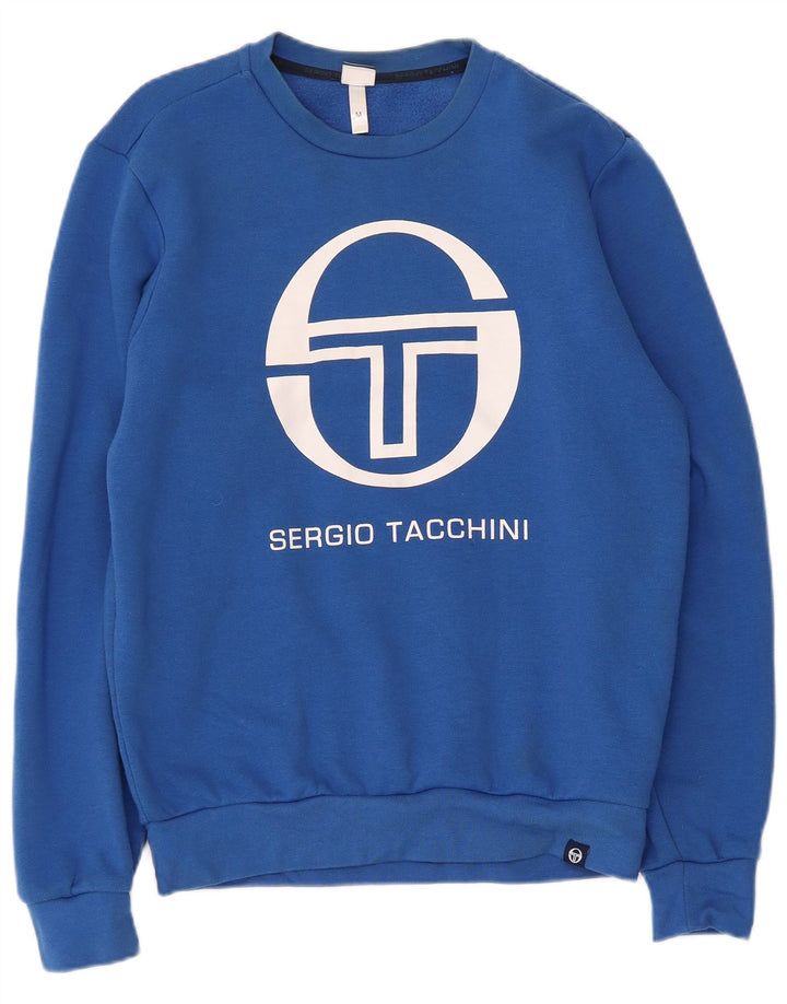 Sergio Tacchini Mens Graphic Sweatshirt Jumper Medium Blue Cotton