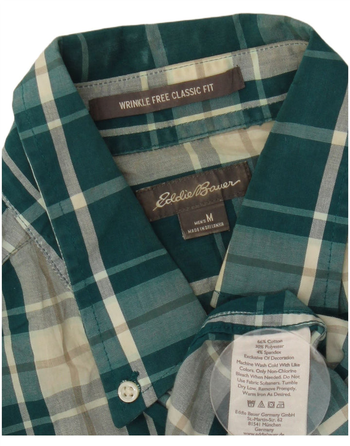 EDDIE BAUER Mens Classic Fit Shirt Medium Green Check Cotton